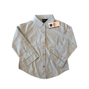 NWT Vintage GAP Kids Girls Gapkids Blue Embellished Button Up Shirt Size XS